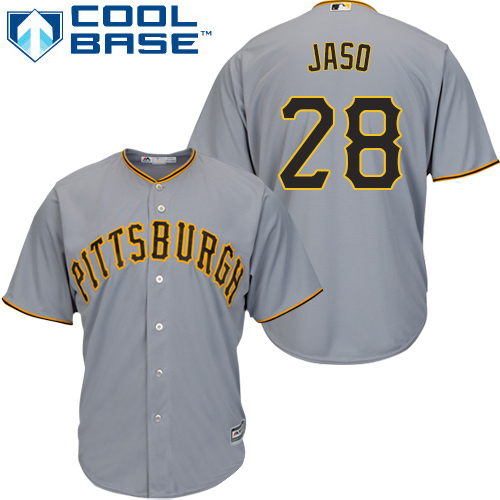 Men's Majestic Pittsburgh Pirates #28 John Jaso Replica Grey Road Cool Base MLB Jersey