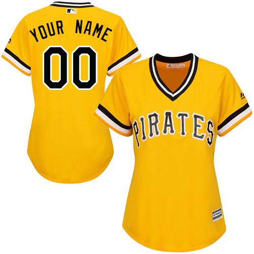 Women's Majestic Pittsburgh Pirates Customized Authentic Gold Alternate Cool Base MLB Jersey