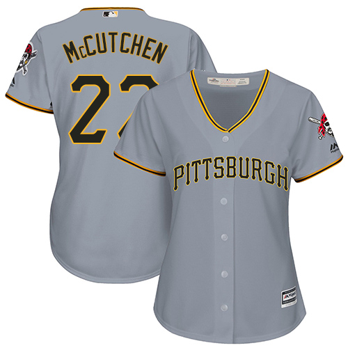 Women's Majestic Pittsburgh Pirates #22 Andrew McCutchen Replica Grey Road Cool Base MLB Jersey