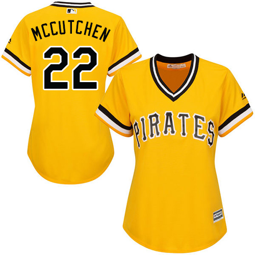 Women's Majestic Pittsburgh Pirates #22 Andrew McCutchen Authentic Gold Alternate Cool Base MLB Jersey