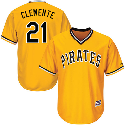 Men's Majestic Pittsburgh Pirates #21 Roberto Clemente Replica Gold Alternate Cool Base MLB Jersey