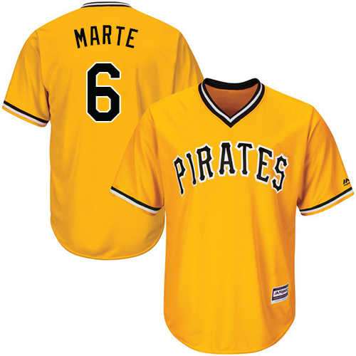 Men's Majestic Pittsburgh Pirates #6 Starling Marte Replica Gold Alternate Cool Base MLB Jersey