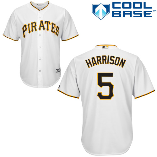 Youth Majestic Pittsburgh Pirates #5 Josh Harrison Authentic White Home Cool Base MLB Jersey