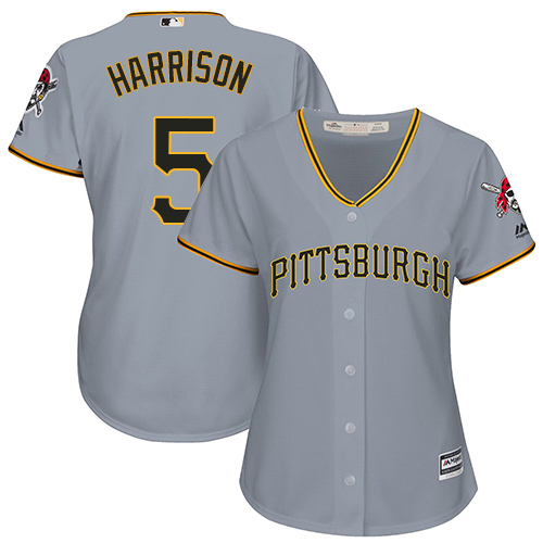 Women's Majestic Pittsburgh Pirates #5 Josh Harrison Replica Grey Road Cool Base MLB Jersey