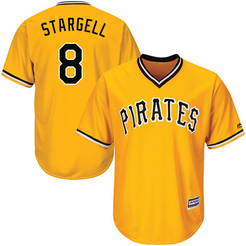 Men's Majestic Pittsburgh Pirates #8 Willie Stargell Replica Gold Alternate Cool Base MLB Jersey