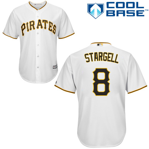 Youth Majestic Pittsburgh Pirates #8 Willie Stargell Replica White Home Cool Base MLB Jersey