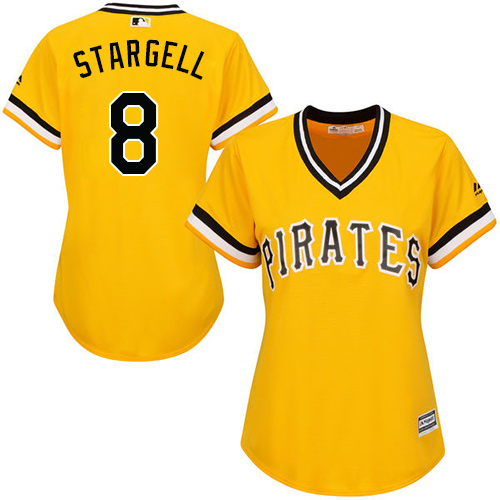 Women's Majestic Pittsburgh Pirates #8 Willie Stargell Authentic Gold Alternate Cool Base MLB Jersey