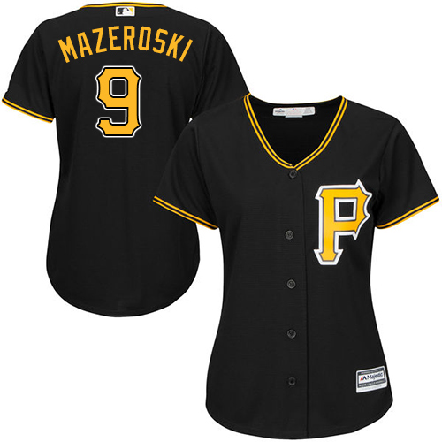 Women's Majestic Pittsburgh Pirates #9 Bill Mazeroski Replica Black Alternate Cool Base MLB Jersey