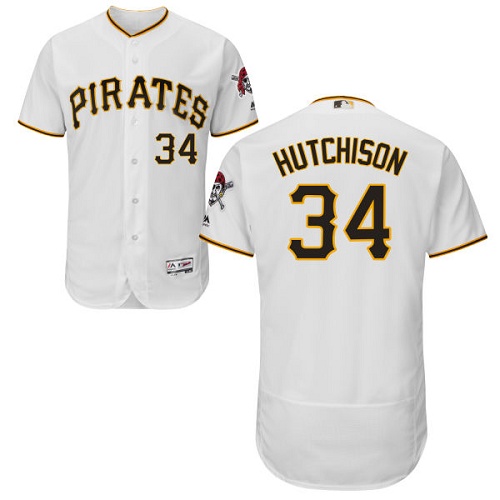 Men's Majestic Pittsburgh Pirates #34 Drew Hutchison White Flexbase Authentic Collection MLB Jersey