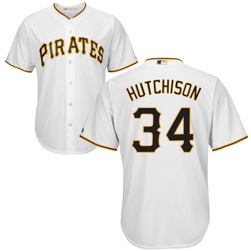 Men's Majestic Pittsburgh Pirates #34 Drew Hutchison Replica White Home Cool Base MLB Jersey