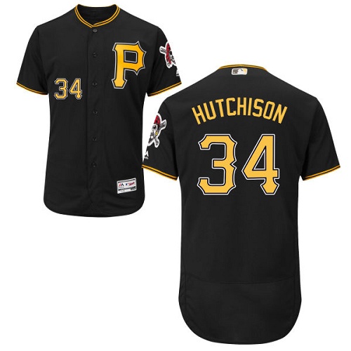 Men's Majestic Pittsburgh Pirates #34 Drew Hutchison Black Flexbase Authentic Collection MLB Jersey