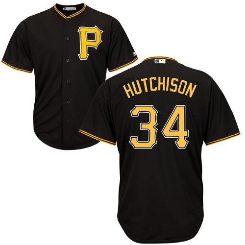 Youth Majestic Pittsburgh Pirates #34 Drew Hutchison Authentic Black Alternate Cool Base MLB Jersey