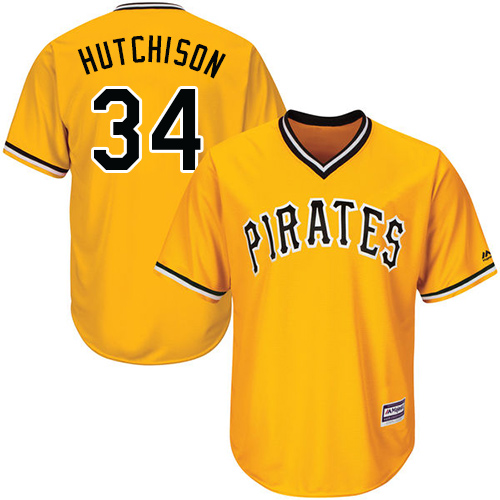 Youth Majestic Pittsburgh Pirates #34 Drew Hutchison Authentic Gold Alternate Cool Base MLB Jersey