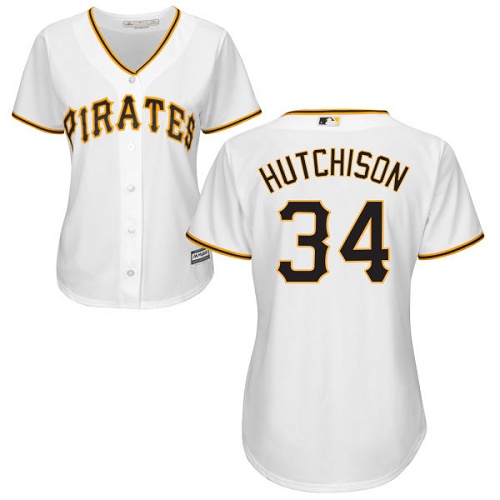 Women's Majestic Pittsburgh Pirates #34 Drew Hutchison Authentic White Home Cool Base MLB Jersey