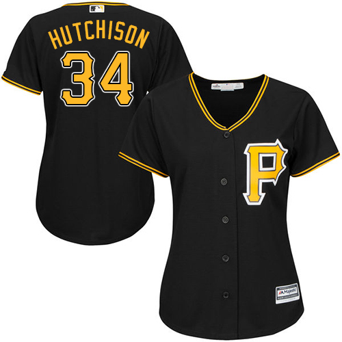 Women's Majestic Pittsburgh Pirates #34 Drew Hutchison Authentic Black Alternate Cool Base MLB Jersey