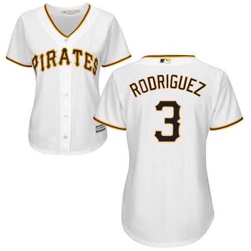 Women's Majestic Pittsburgh Pirates #3 Sean Rodriguez Authentic White Home Cool Base MLB Jersey