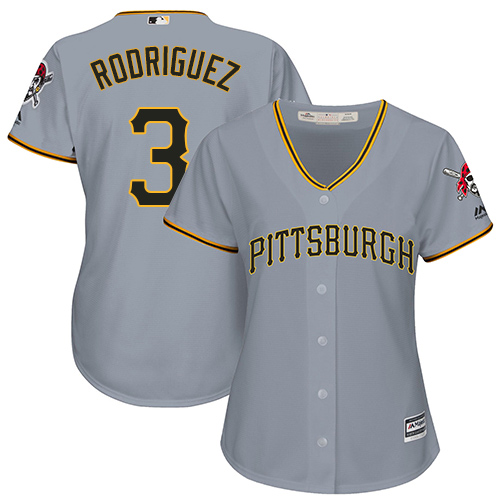 Women's Majestic Pittsburgh Pirates #3 Sean Rodriguez Replica Grey Road Cool Base MLB Jersey