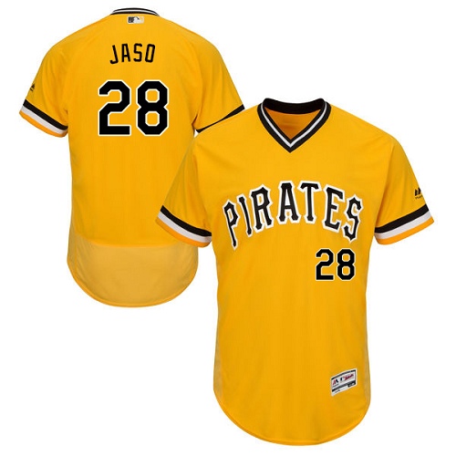 Men's Majestic Pittsburgh Pirates #28 John Jaso Authentic Gold Alternate Cool Base MLB Jersey