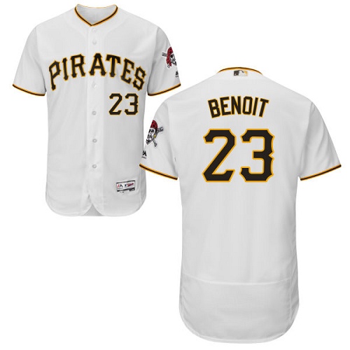 Men's Majestic Pittsburgh Pirates #23 Joaquin Benoit White Flexbase Authentic Collection MLB Jersey