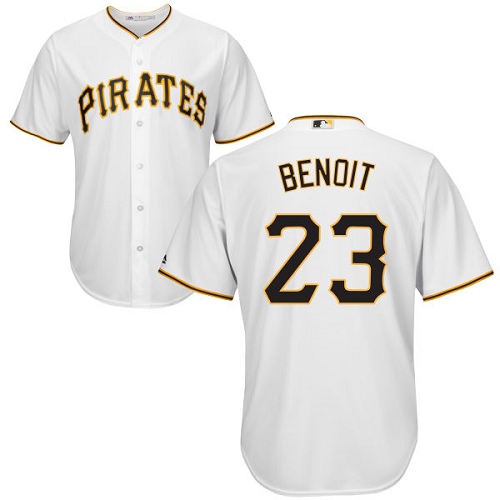 Youth Majestic Pittsburgh Pirates #23 Joaquin Benoit Authentic White Home Cool Base MLB Jersey