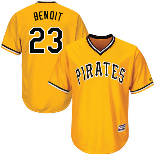 Youth Majestic Pittsburgh Pirates #23 Joaquin Benoit Authentic Gold Alternate Cool Base MLB Jersey