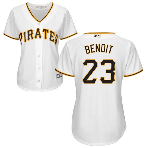 Women's Majestic Pittsburgh Pirates #23 Joaquin Benoit Authentic White Home Cool Base MLB Jersey
