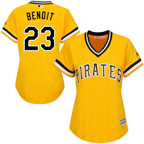 Women's Majestic Pittsburgh Pirates #23 Joaquin Benoit Authentic Gold Alternate Cool Base MLB Jersey