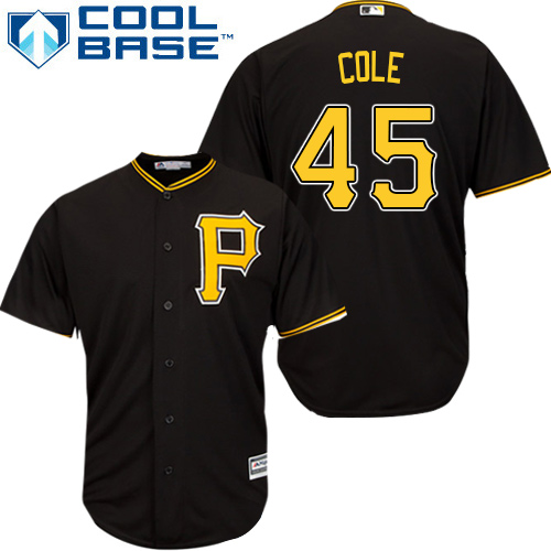 Youth Majestic Pittsburgh Pirates #45 Gerrit Cole Authentic Black Alternate Cool Base MLB Jersey