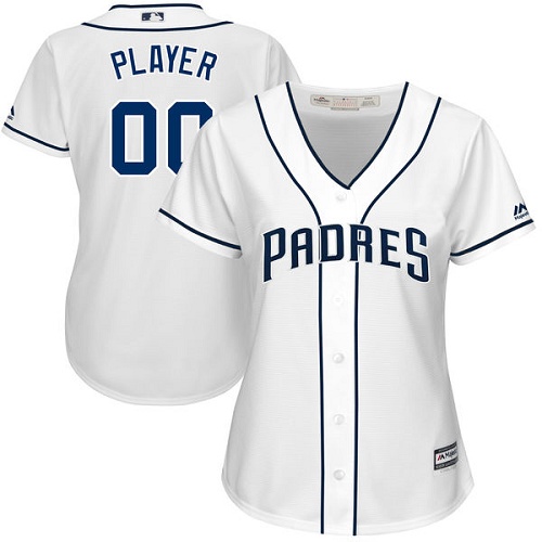 Women's Majestic San Diego Padres Customized Replica White Home Cool Base MLB Jersey