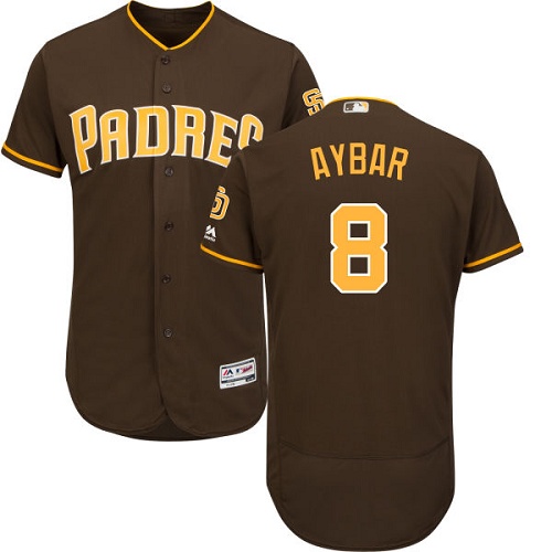 Men's Majestic San Diego Padres #8 Erick Aybar Brown Flexbase Authentic Collection MLB Jersey