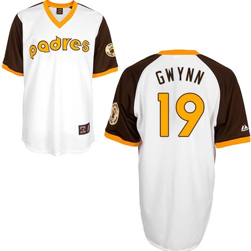 Men's Mitchell and Ness San Diego Padres #19 Tony Gwynn Replica White Throwback MLB Jersey