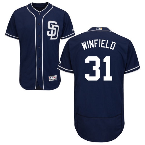 Men's Majestic San Diego Padres #31 Dave Winfield Authentic Navy Blue Alternate 1 Cool Base MLB Jersey