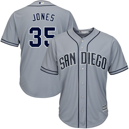 Men's Majestic San Diego Padres #35 Randy Jones Replica Grey Road Cool Base MLB Jersey
