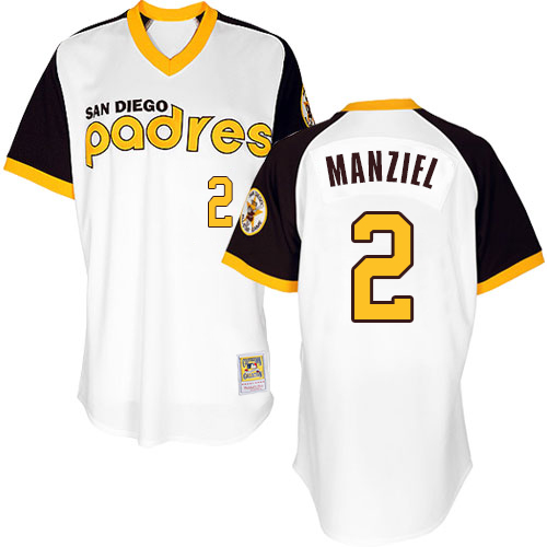 Men's Majestic San Diego Padres #2 Johnny Manziel Authentic White 1978 Turn Back The Clock MLB Jersey