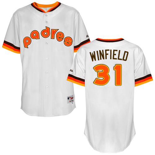 Men's Majestic San Diego Padres #31 Dave Winfield Authentic White 1984 Turn Back The Clock MLB Jersey
