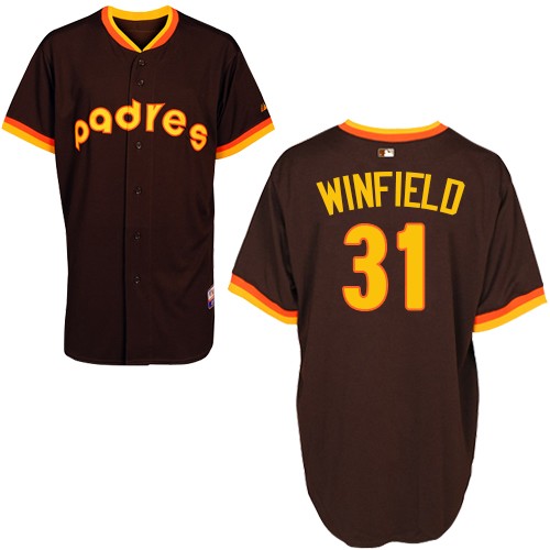 Men's Majestic San Diego Padres #31 Dave Winfield Replica Coffee 1984 Turn Back The Clock MLB Jersey