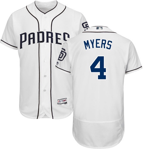 Men's Majestic San Diego Padres #4 Wil Myers Authentic White Home Cool Base MLB Jersey