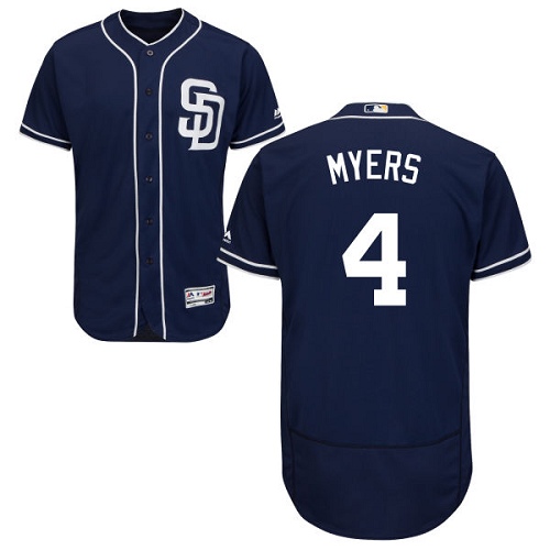 Men's Majestic San Diego Padres #4 Wil Myers Authentic Navy Blue Alternate 1 Cool Base MLB Jersey
