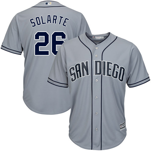 Men's Majestic San Diego Padres #26 Yangervis Solarte Authentic Grey Road Cool Base MLB Jersey
