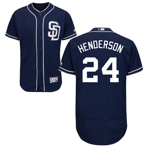 Men's Majestic San Diego Padres #24 Rickey Henderson Authentic Navy Blue Alternate 1 Cool Base MLB Jersey