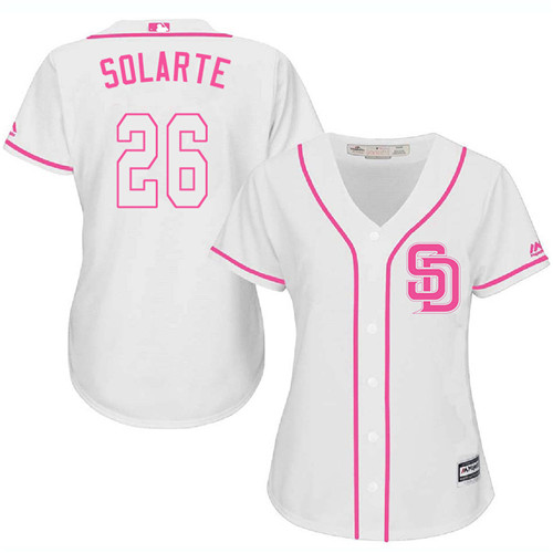Women's Majestic San Diego Padres #26 Yangervis Solarte Replica White Fashion Cool Base MLB Jersey