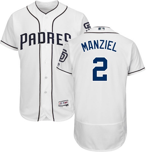 Men's Majestic San Diego Padres #2 Johnny Manziel Authentic White Home Cool Base MLB Jersey