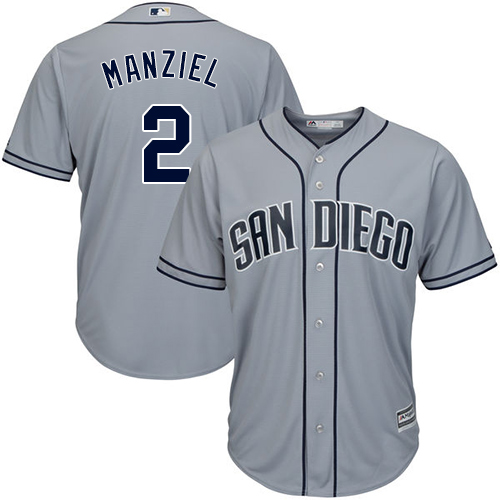 Men's Majestic San Diego Padres #2 Johnny Manziel Authentic Grey Road Cool Base MLB Jersey