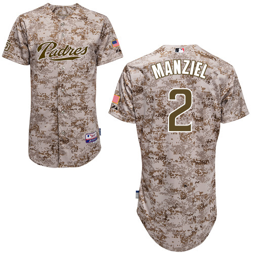 Men's Majestic San Diego Padres #2 Johnny Manziel Replica Camo Alternate 2 Cool Base MLB Jersey