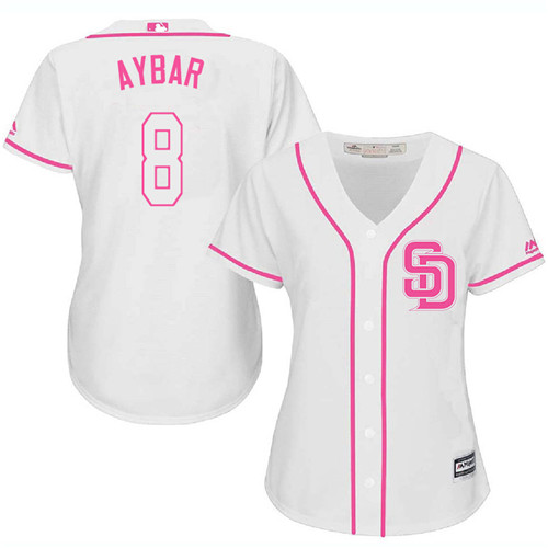 Women's Majestic San Diego Padres #8 Erick Aybar Authentic White Fashion Cool Base MLB Jersey