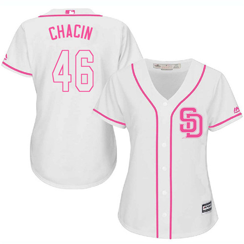 Women's Majestic San Diego Padres #46 Jhoulys Chacin Authentic White Fashion Cool Base MLB Jersey