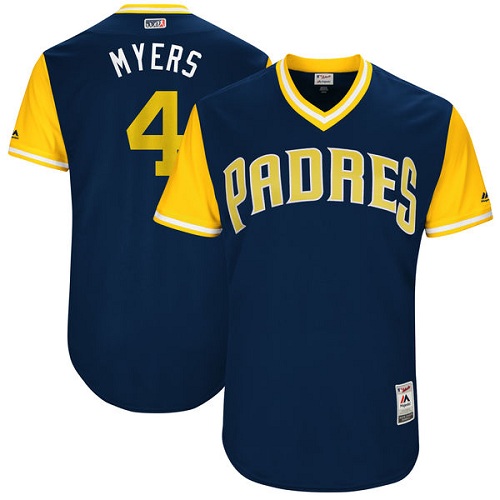 Men's Majestic San Diego Padres #4 Wil Myers "Myers" Authentic Navy Blue 2017 Players Weekend MLB Jersey