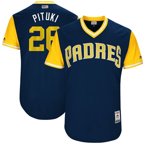 Men's Majestic San Diego Padres #26 Yangervis Solarte "Pituki" Authentic Navy Blue 2017 Players Weekend MLB Jersey