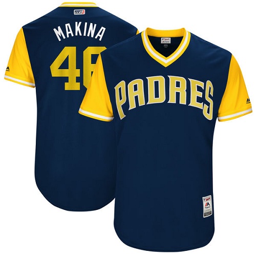 Men's Majestic San Diego Padres #46 Jhoulys Chacin "Makina" Authentic Navy Blue 2017 Players Weekend MLB Jersey