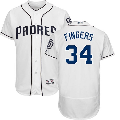 Men's Majestic San Diego Padres #34 Rollie Fingers White Flexbase Authentic Collection MLB Jersey